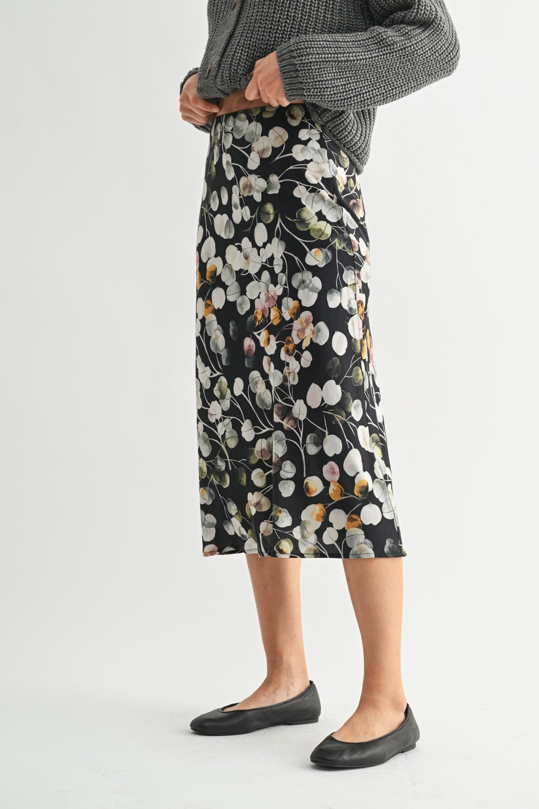 Flower Print Midi Skirt