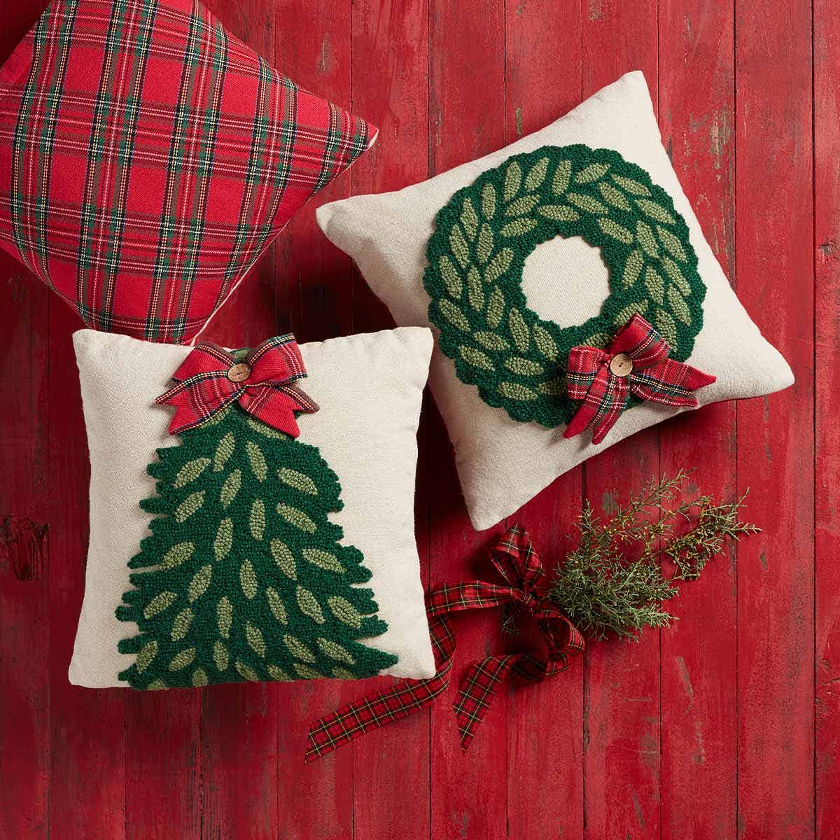 Tree & Wreath Hook Pillow Collection