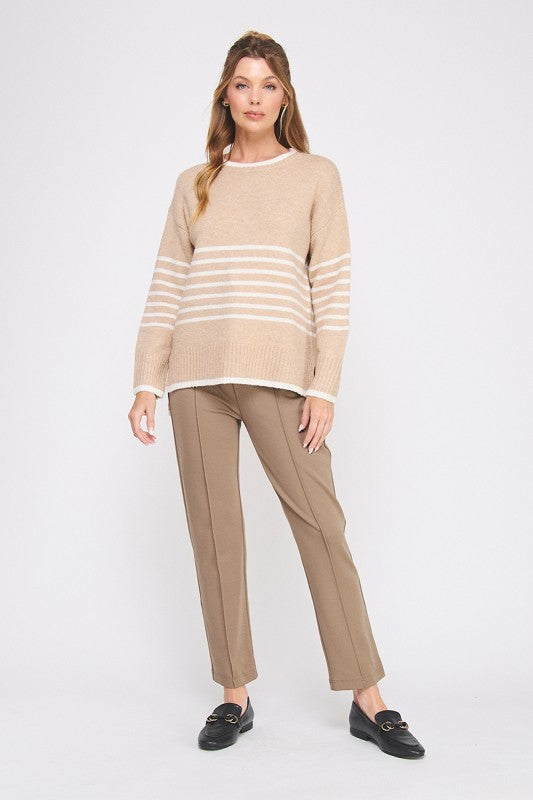 Placement Stripe Boyfriend Sweater