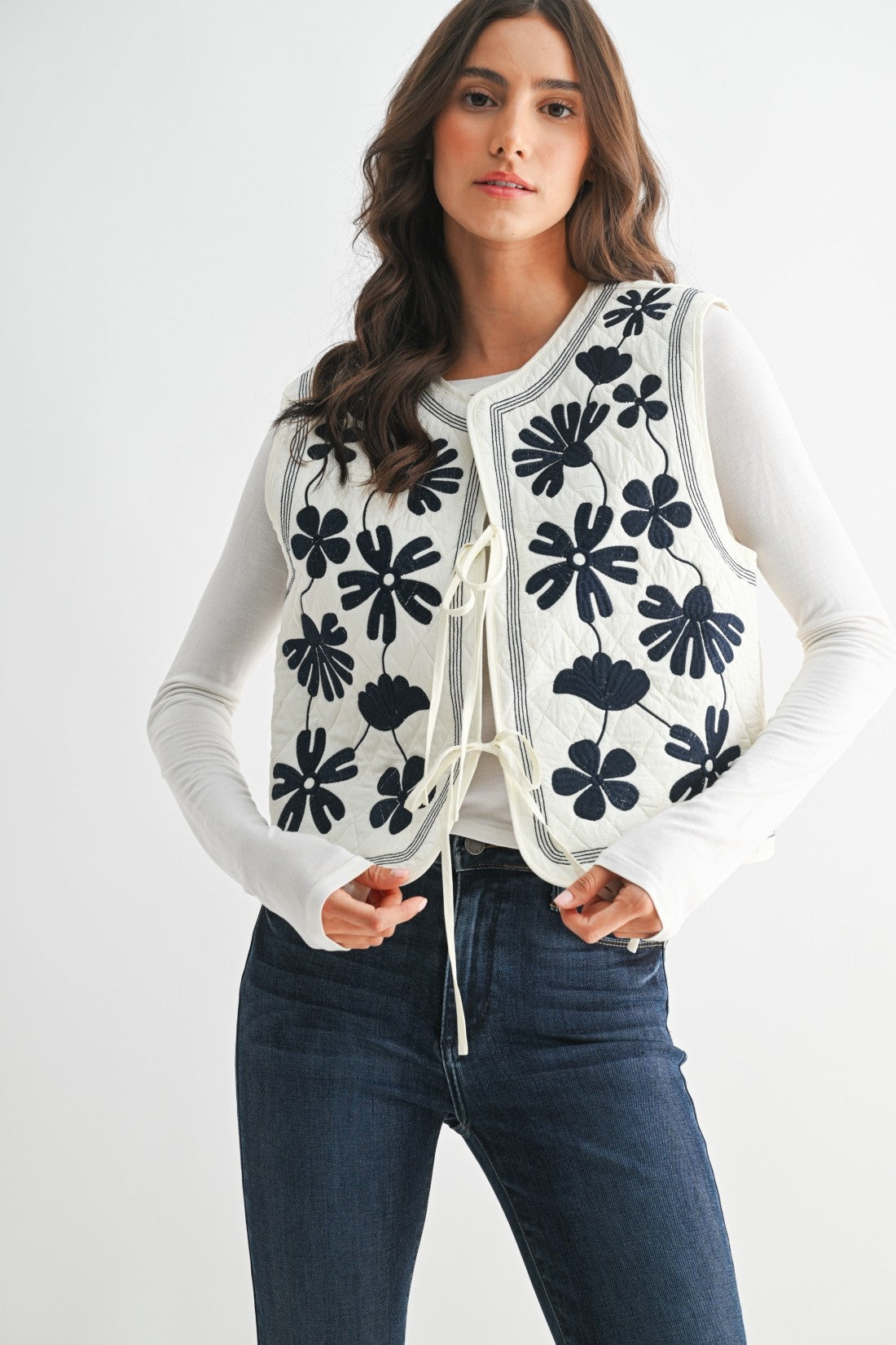 Embroidered Quilted Vest