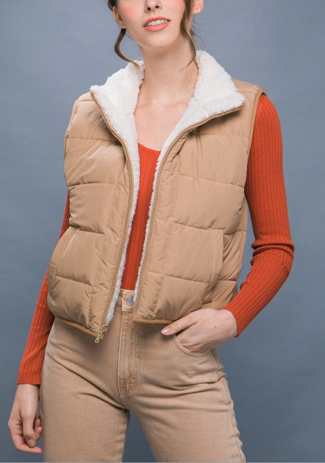 Reversible Sherpa Puffer Vest
