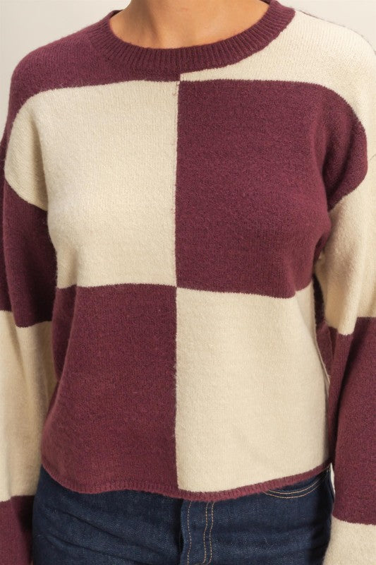Oversized Checkered Sweater