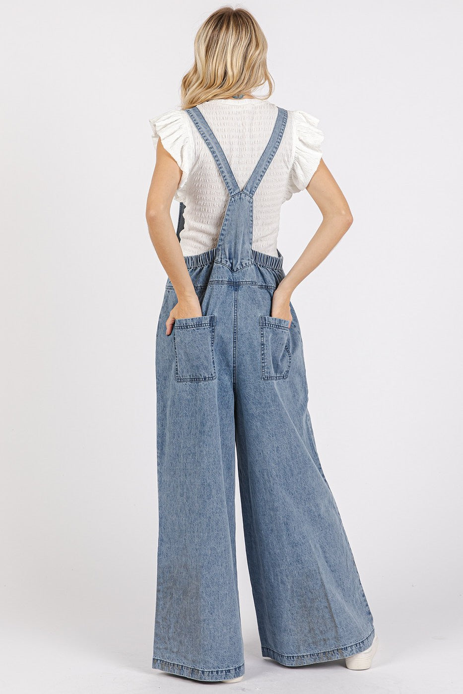 Washed Denim Knot Jumpsuit