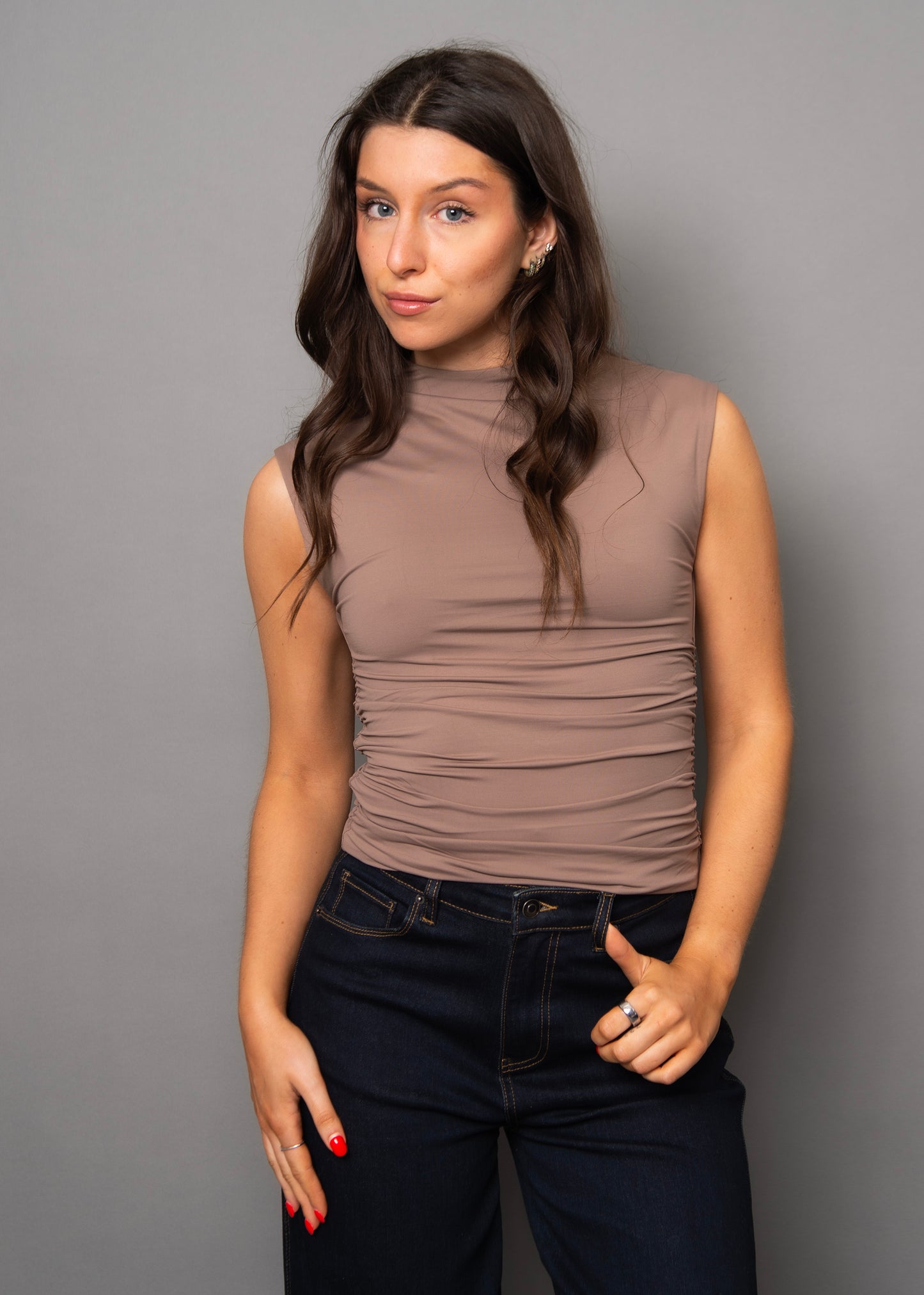 Yve Second Skin Extended Sleeve Funnel Neck Top