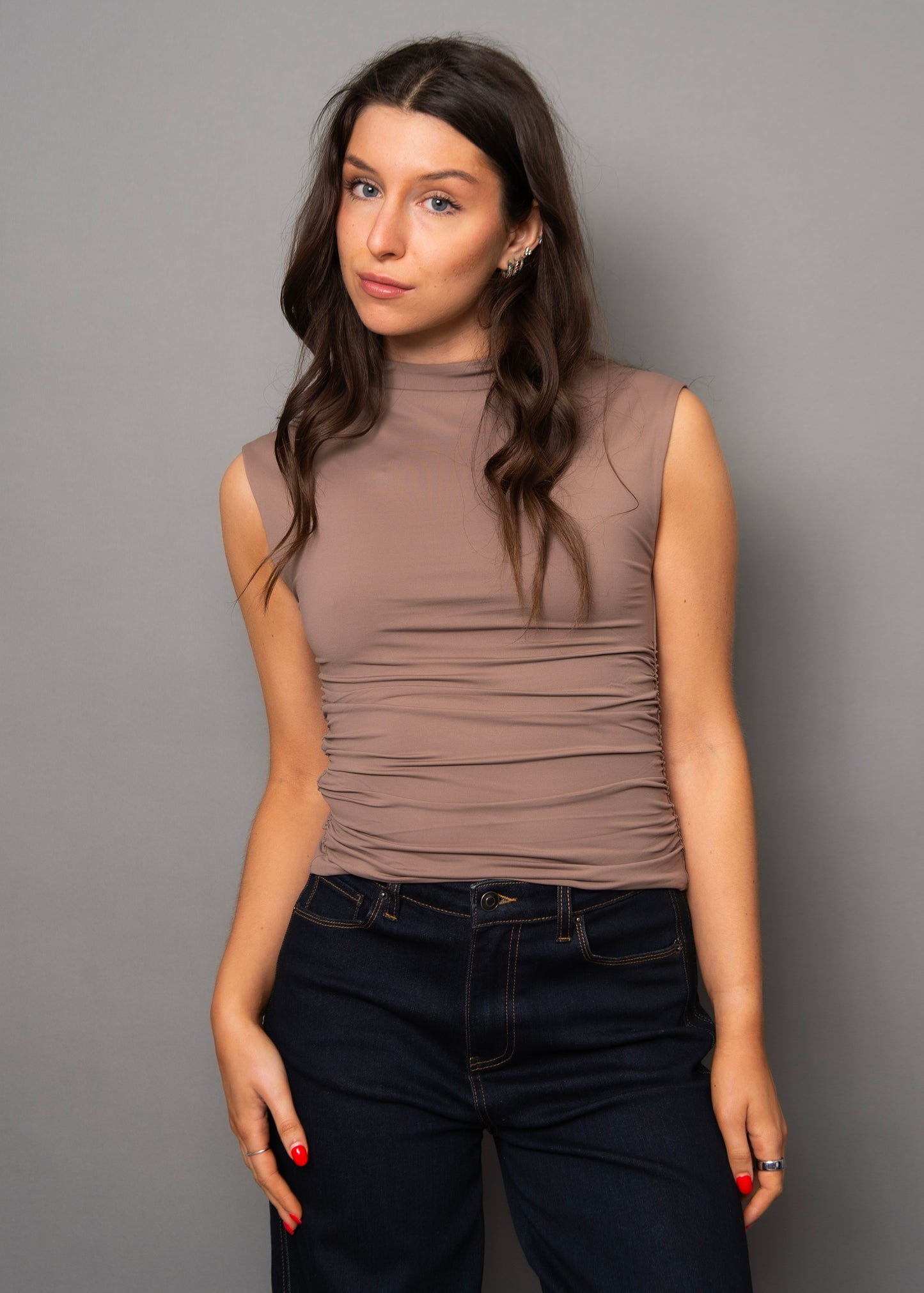 Yve Second Skin Extended Sleeve Funnel Neck Top