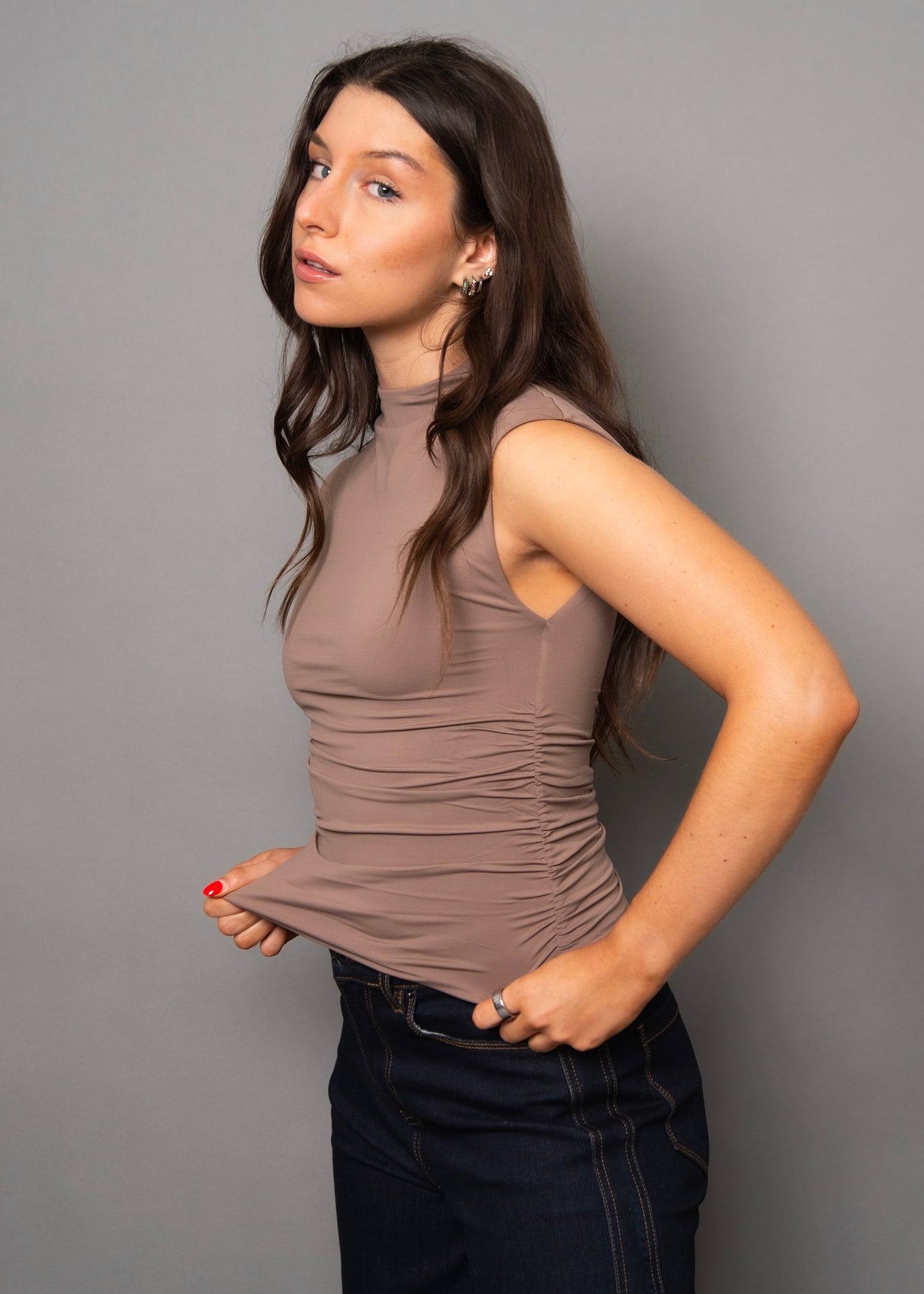 Yve Second Skin Extended Sleeve Funnel Neck Top