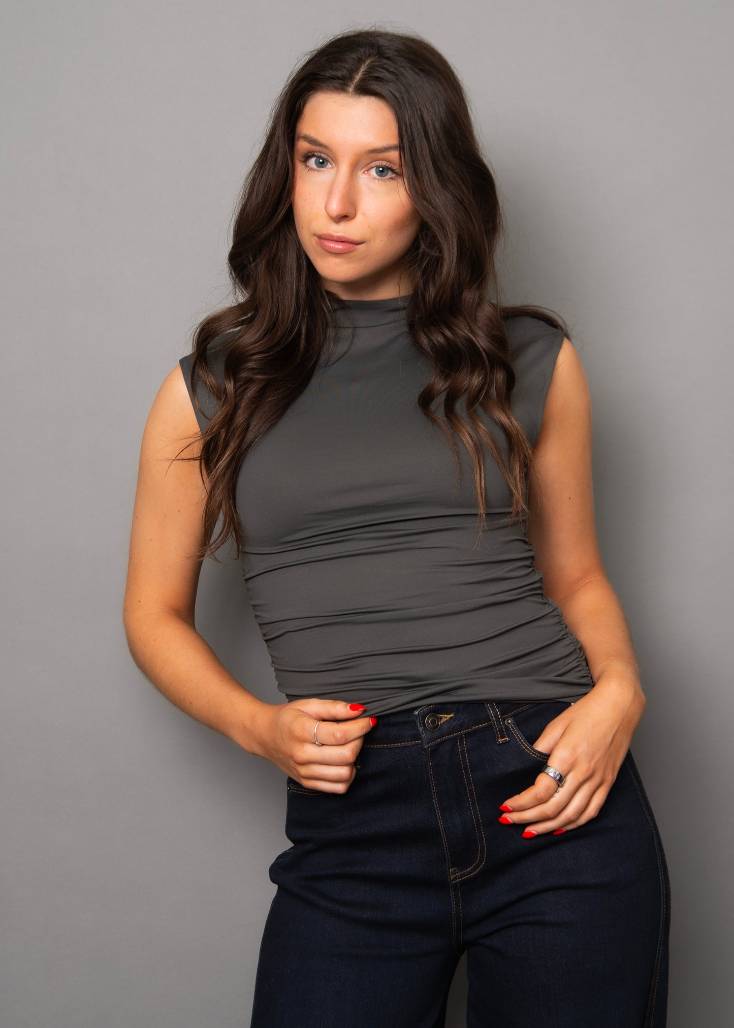 Yve Second Skin Extended Sleeve Funnel Neck Top