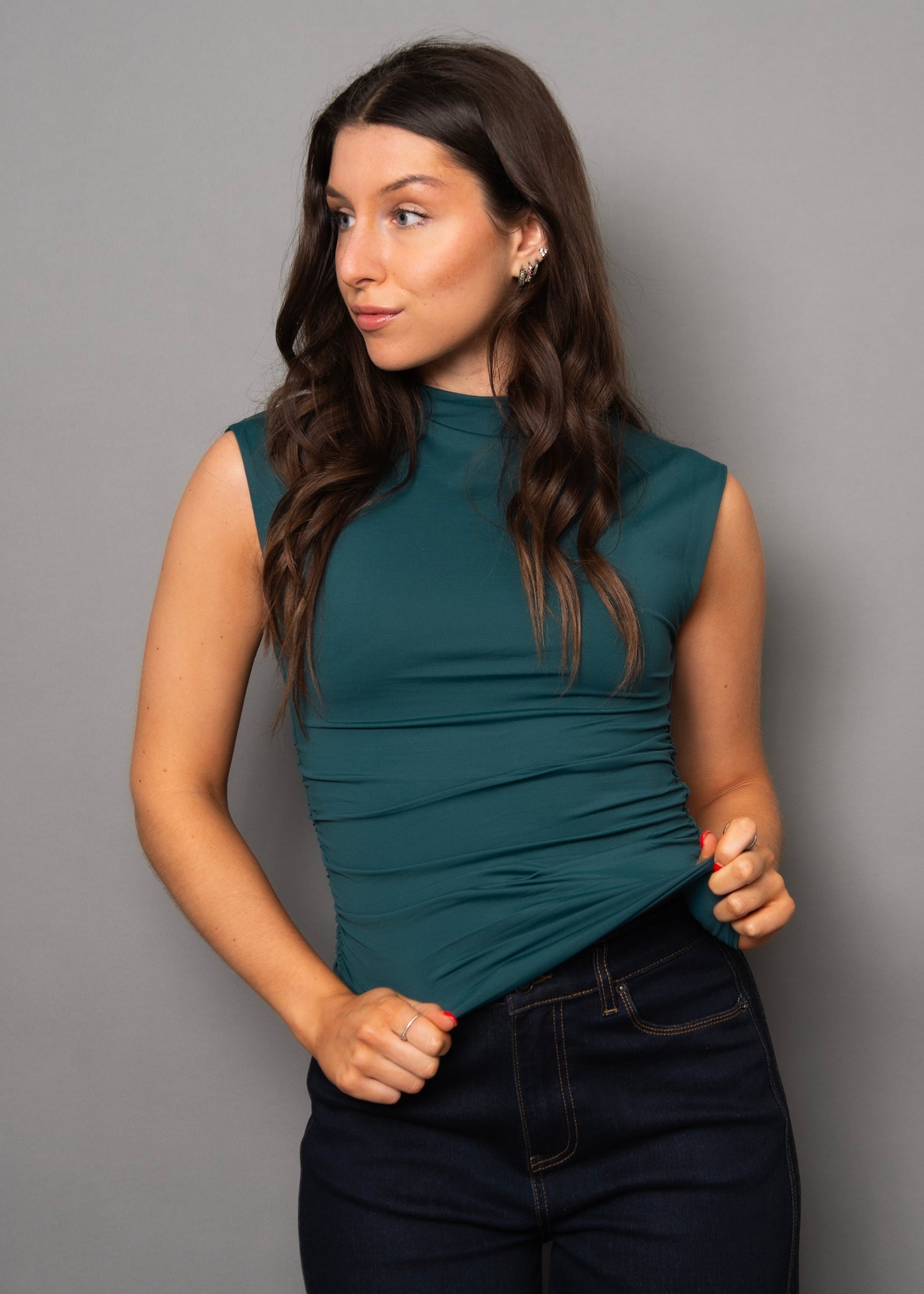 Yve Second Skin Extended Sleeve Funnel Neck Top