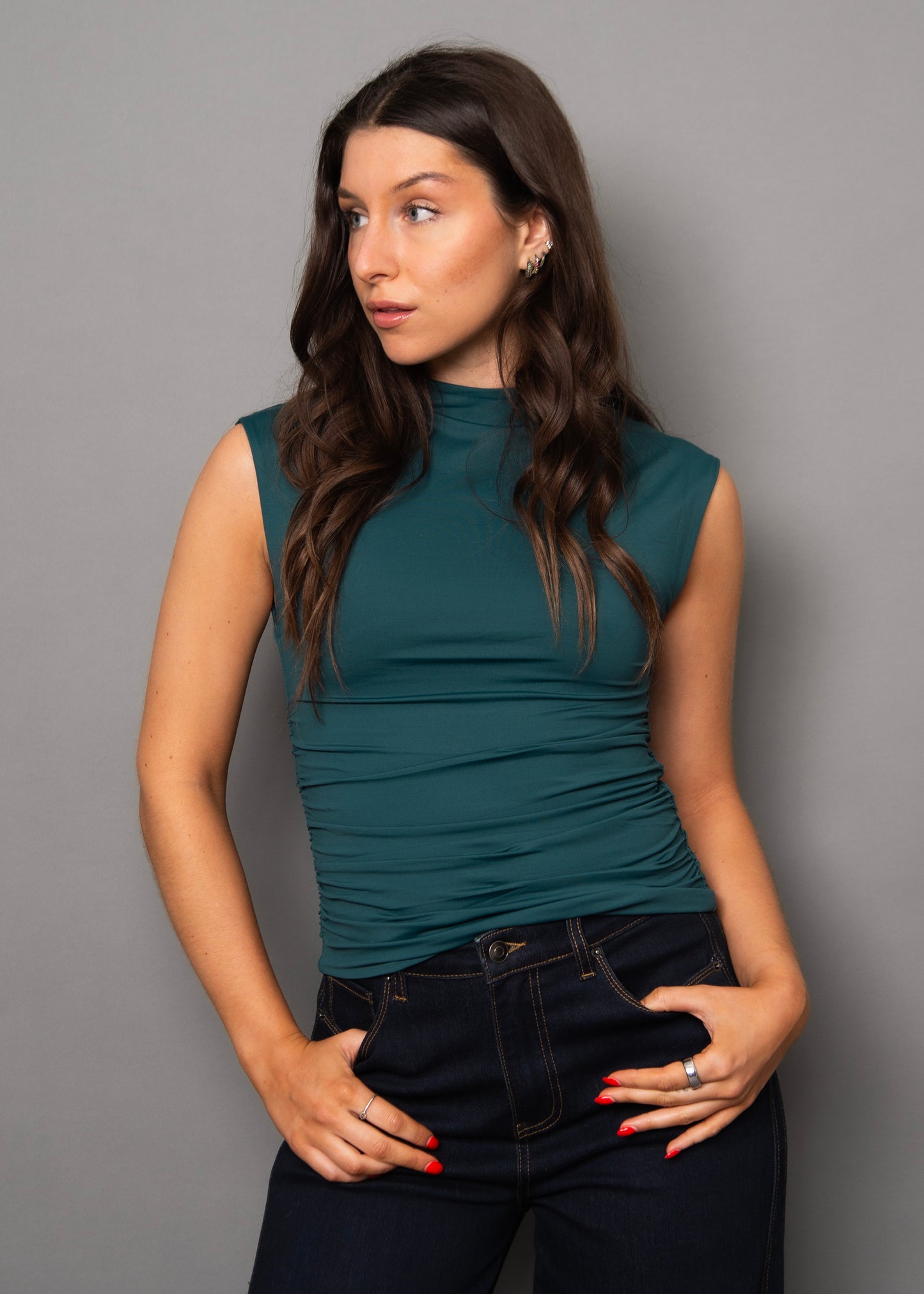 Yve Second Skin Extended Sleeve Funnel Neck Top
