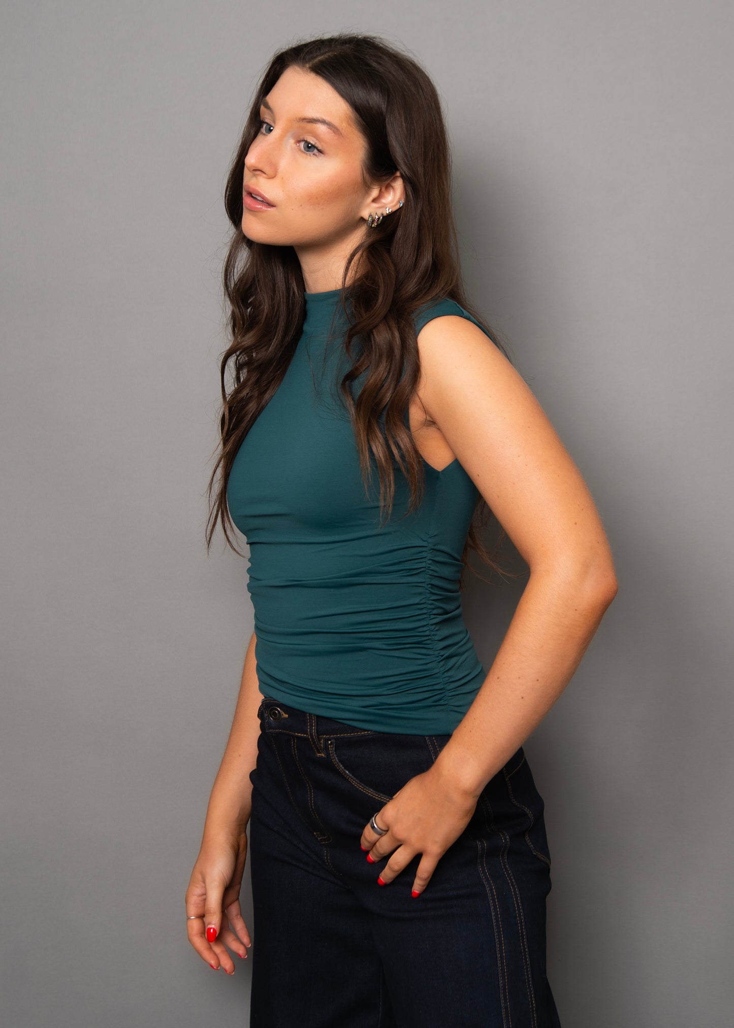 Yve Second Skin Extended Sleeve Funnel Neck Top