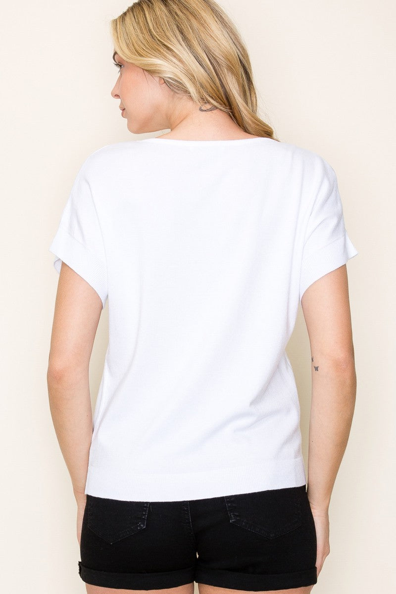 Raw Edge Short Sleeve Top