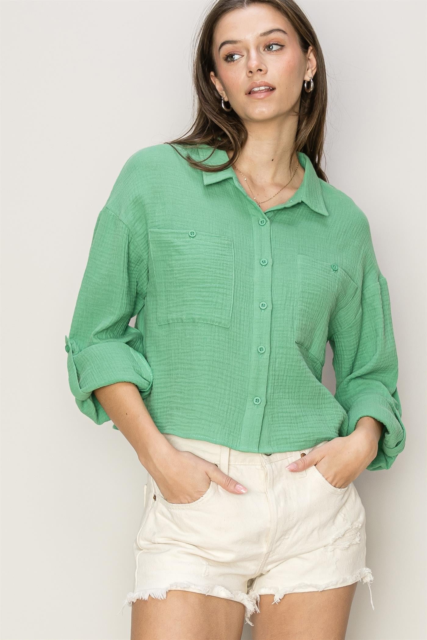 Button Down Cotton Gauze Shirt ALLUV PLACE