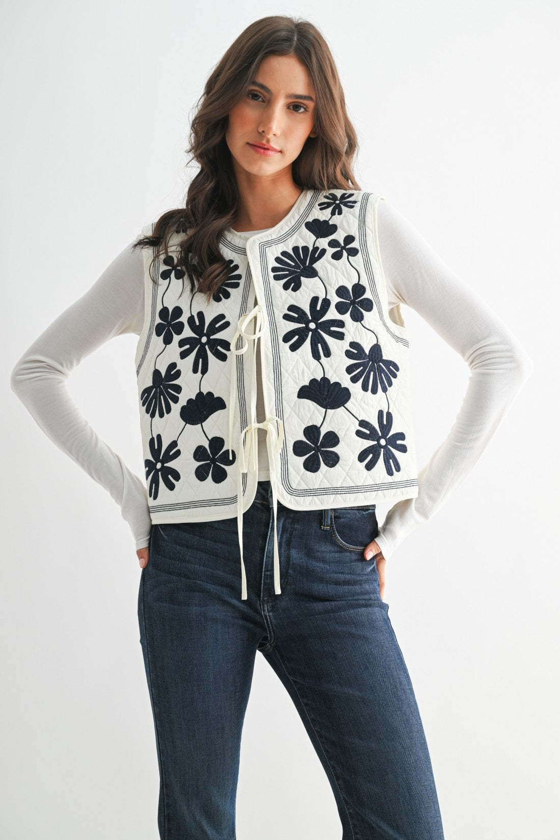 Embroidered Quilted Vest