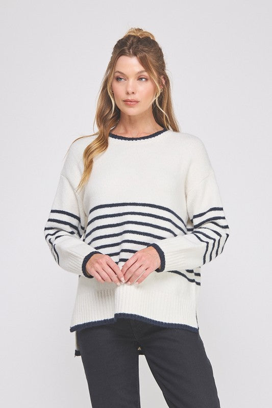 Placement Stripe Boyfriend Sweater