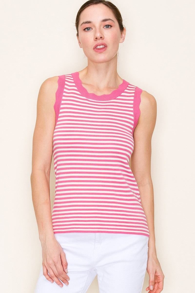 Stripe Scallop Sweater Tank