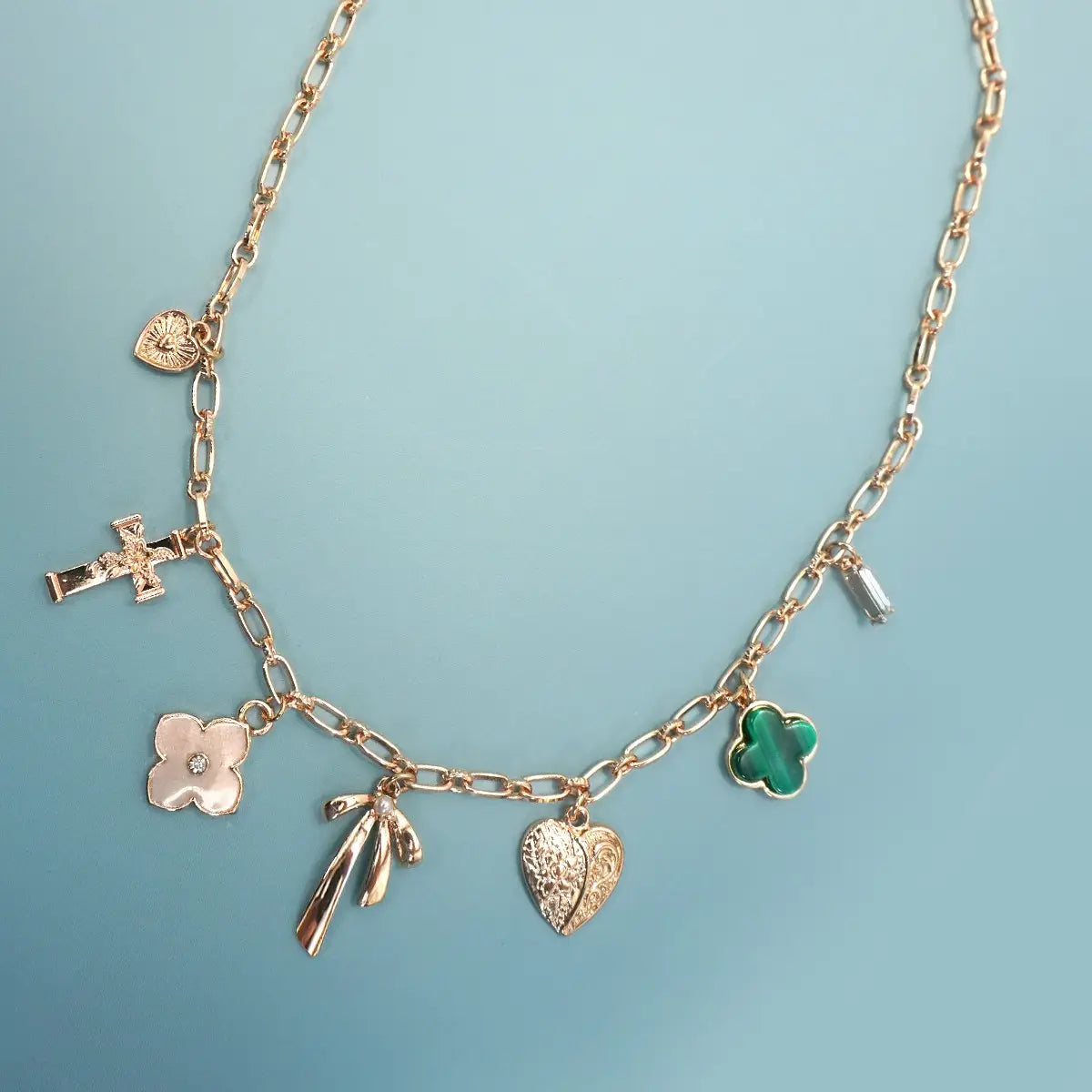 Charm Necklace-Green Clover