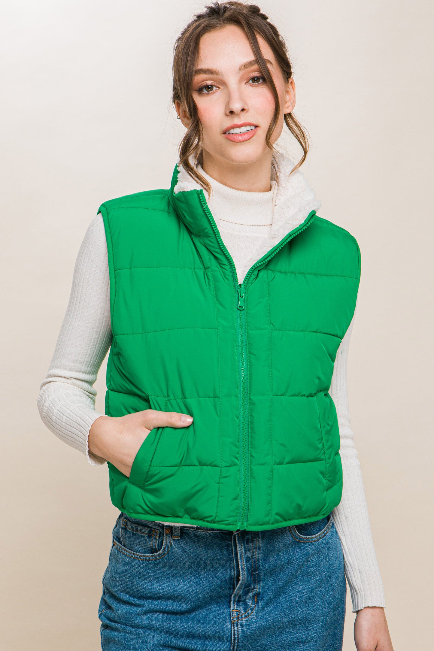 Reversible Sherpa Puffer Vest