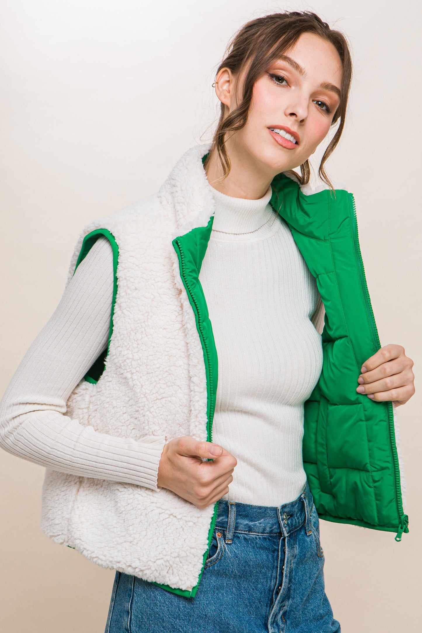 Reversible Sherpa Puffer Vest