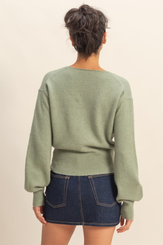 Surplice V Neck Sweater