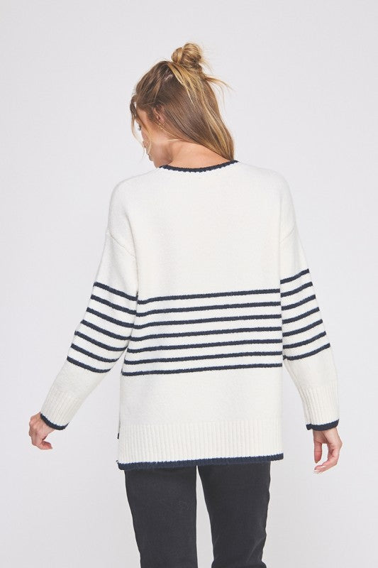 Placement Stripe Boyfriend Sweater
