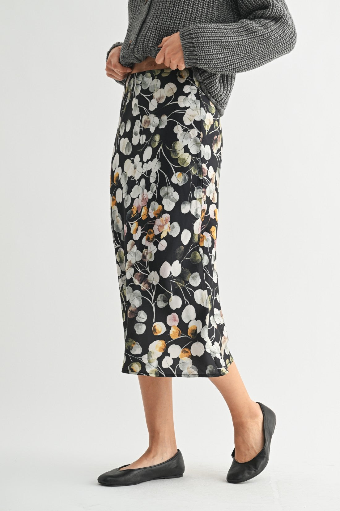Flower Print Midi Skirt