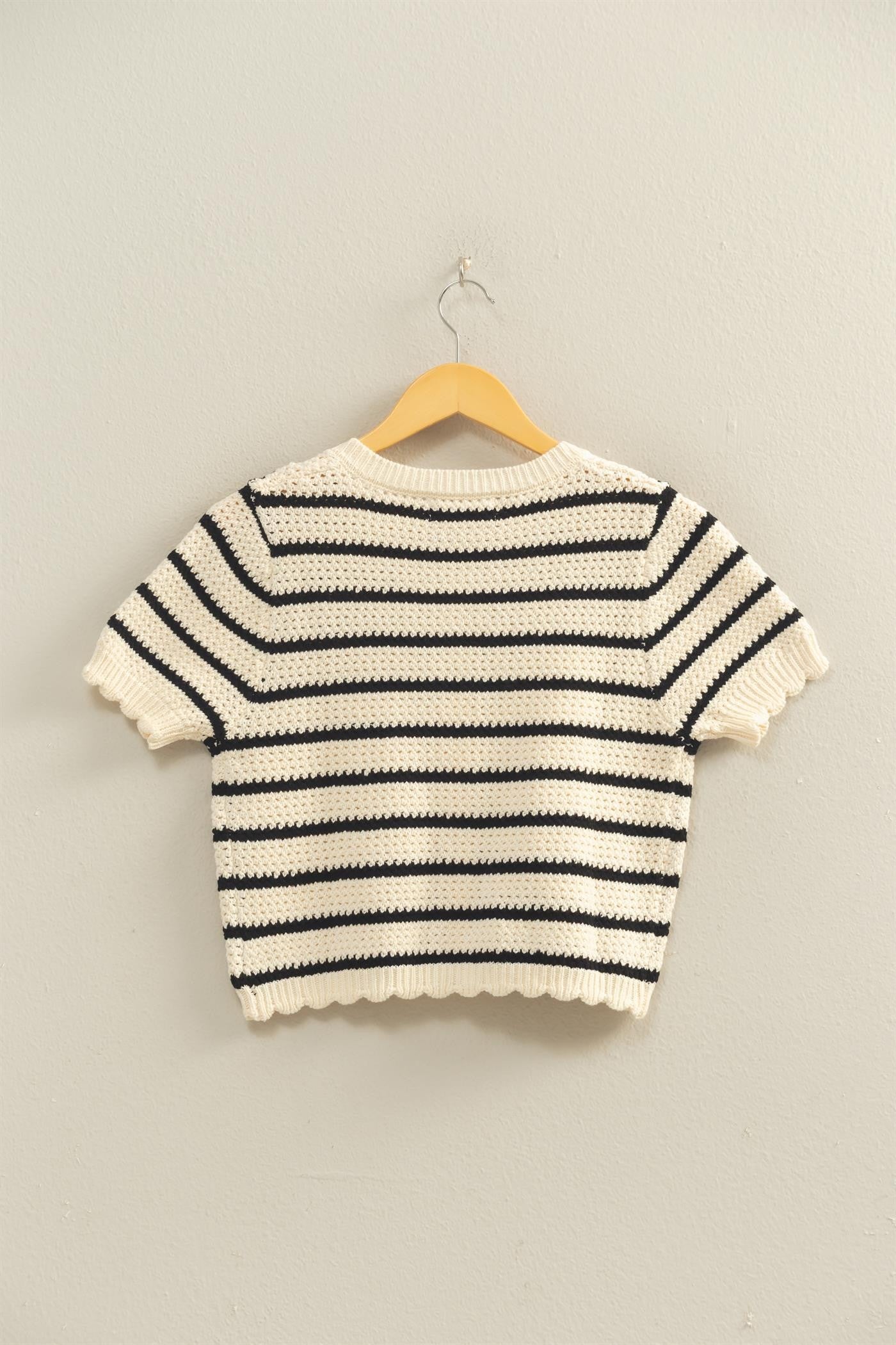 Scallop Edge Short Sleeve Cardigan