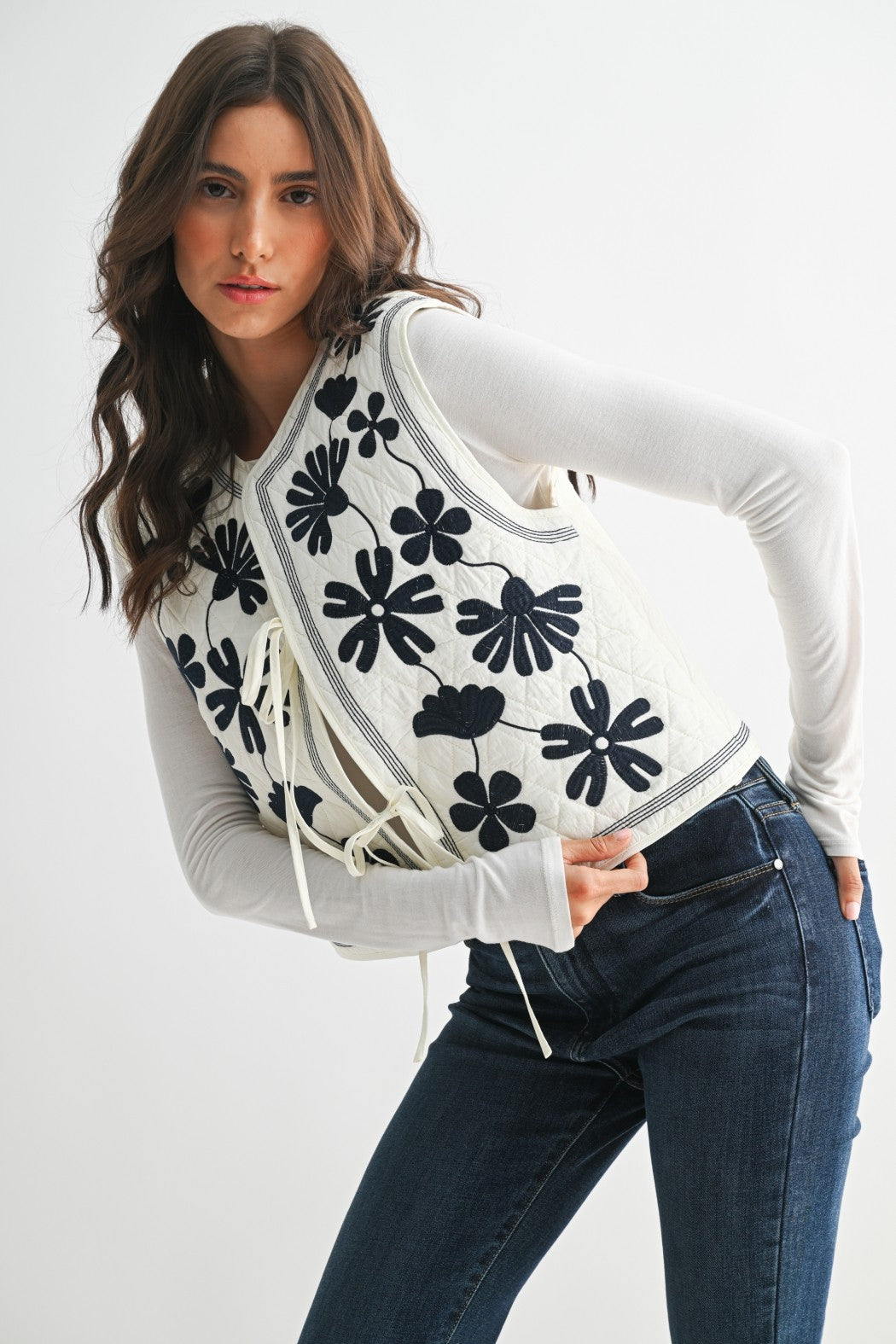 Embroidered Quilted Vest