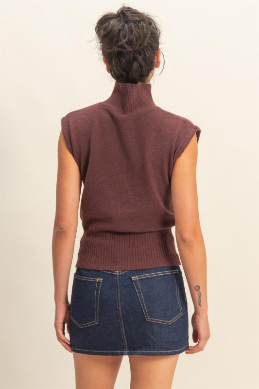 High Neck Sleeveless Knit Top
