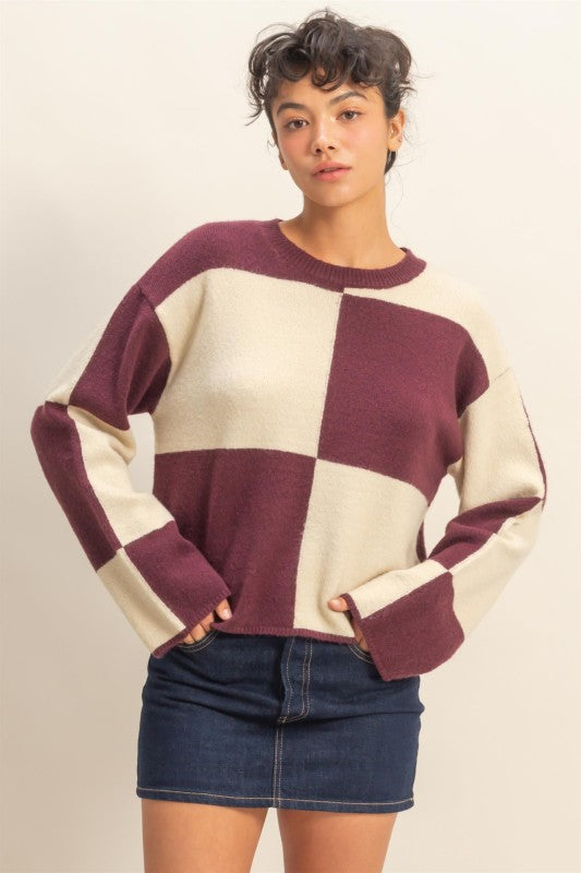Oversized Checkered Sweater