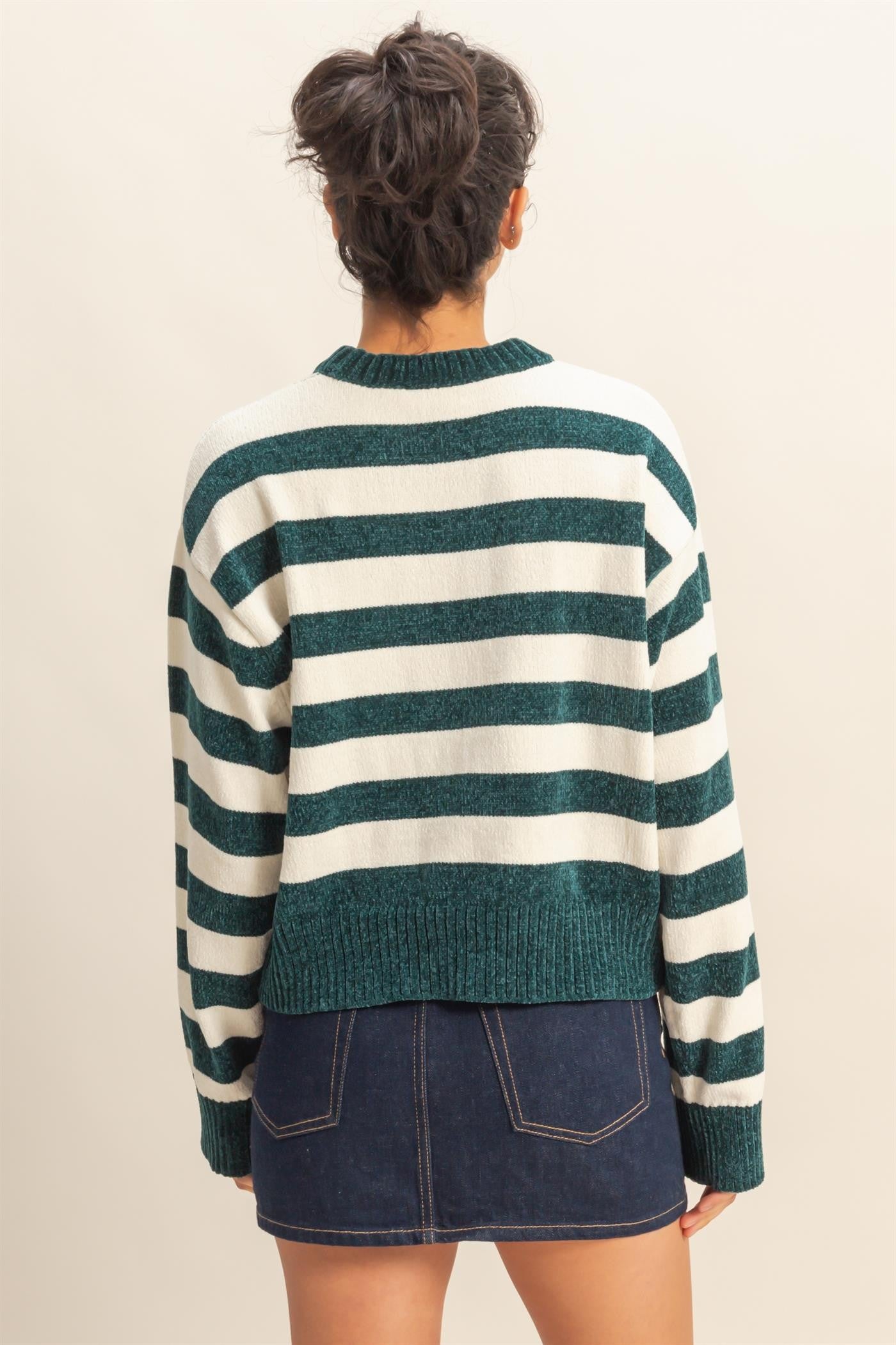 Striped Sweater With Ribbed Edge