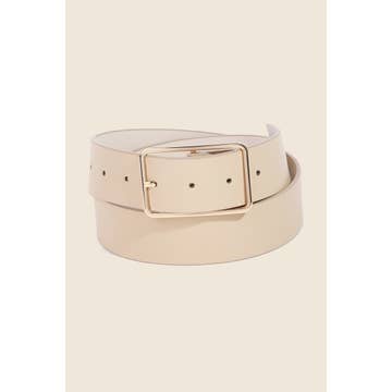 Faux Leather Rectangle Cutout Buckle Fashion Belt