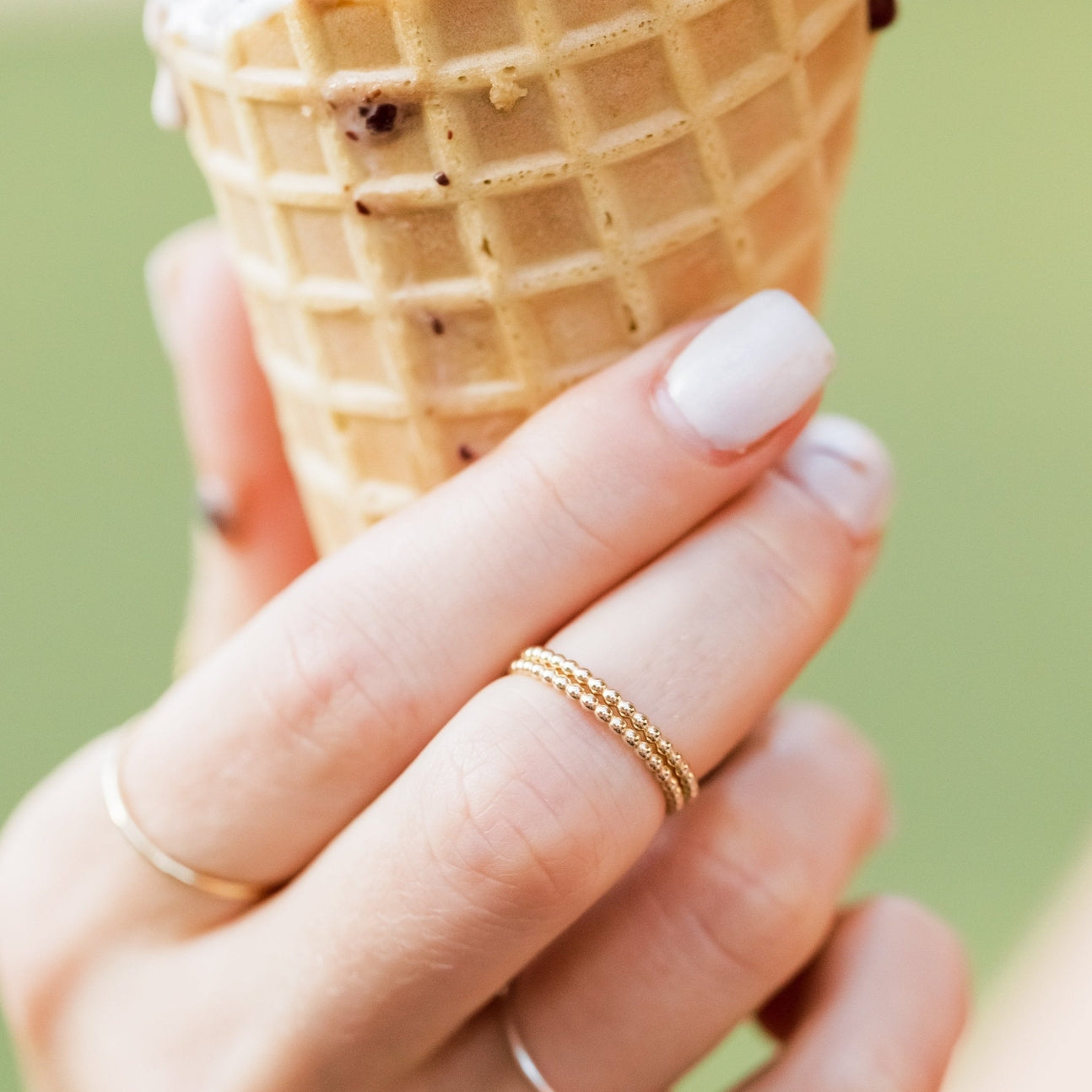 Beaded Stacking Ring in Gold