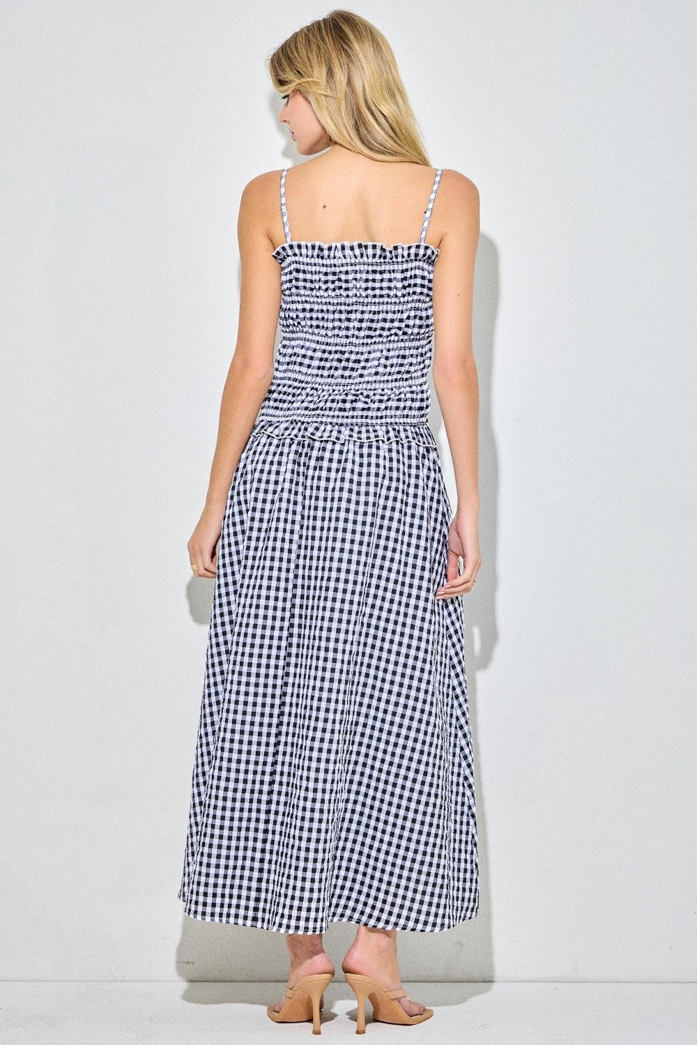 Gingham Maxi Dress in Black