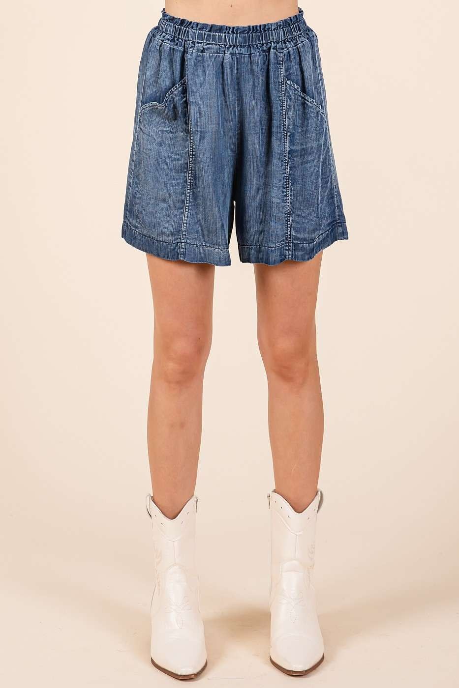 Washed Tencel Chambray Shorts