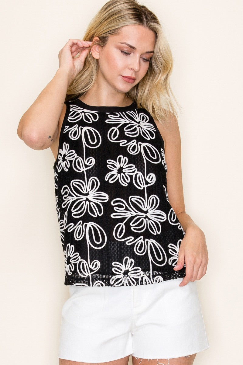 Floral Embroider Lace Top
