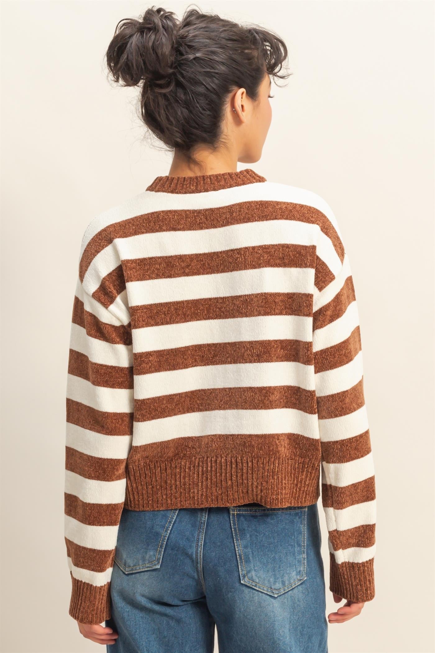 Striped Sweater With Ribbed Edge