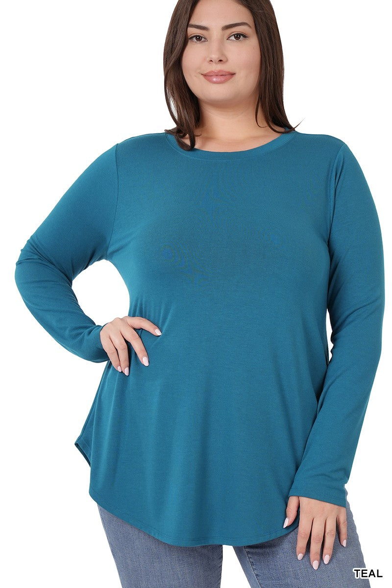 Curvy Long Sleeve Round Neck Top