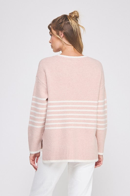 Placement Stripe Boyfriend Sweater