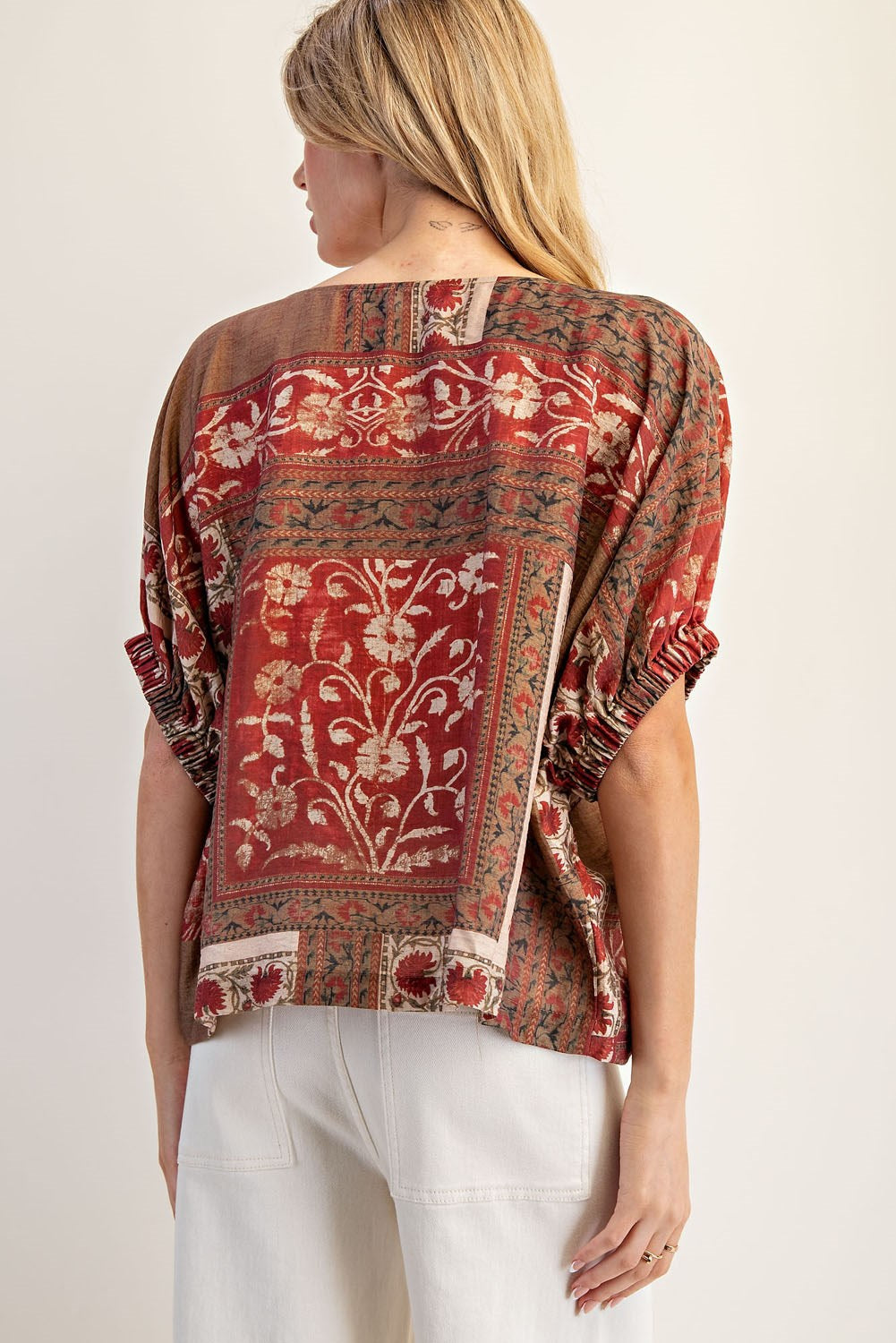 Floral Patchwork Top in Antique Red