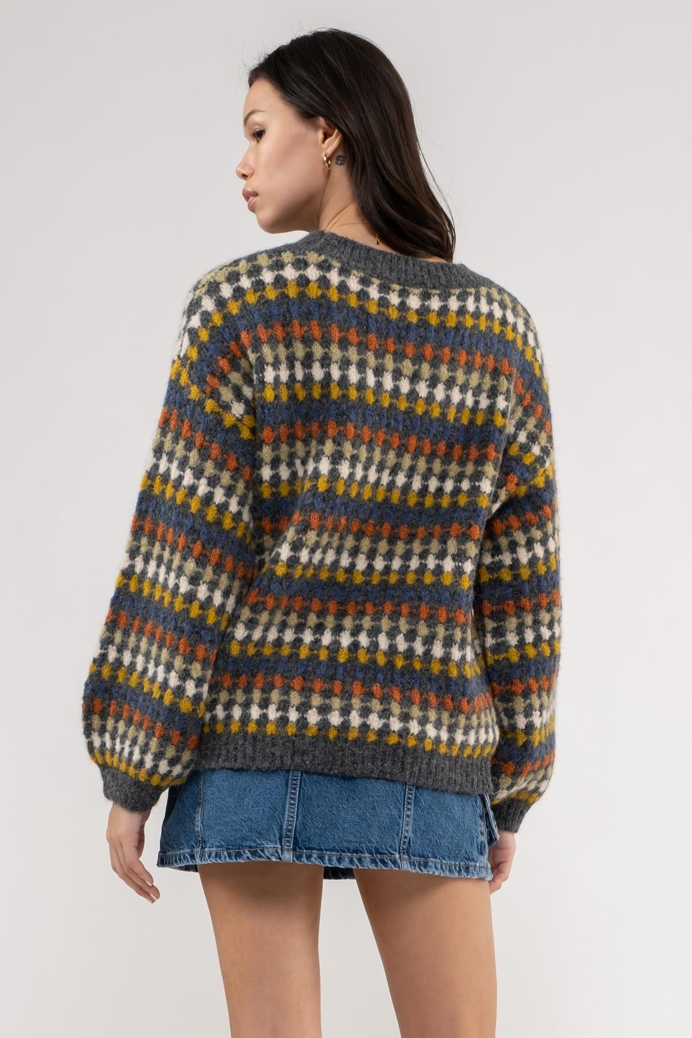 Multi-Color Crew Knit Sweater