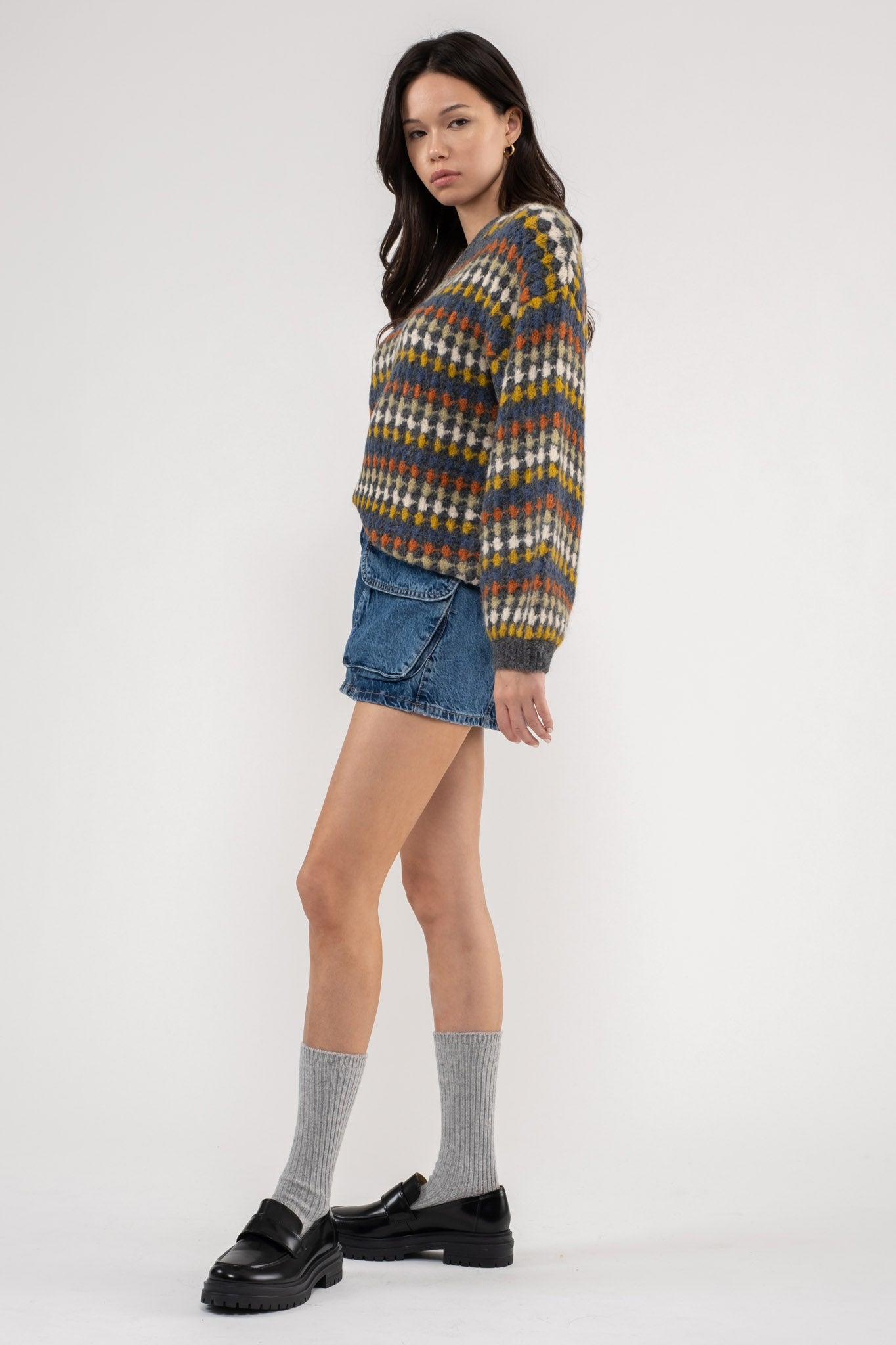 Multi-Color Crew Knit Sweater