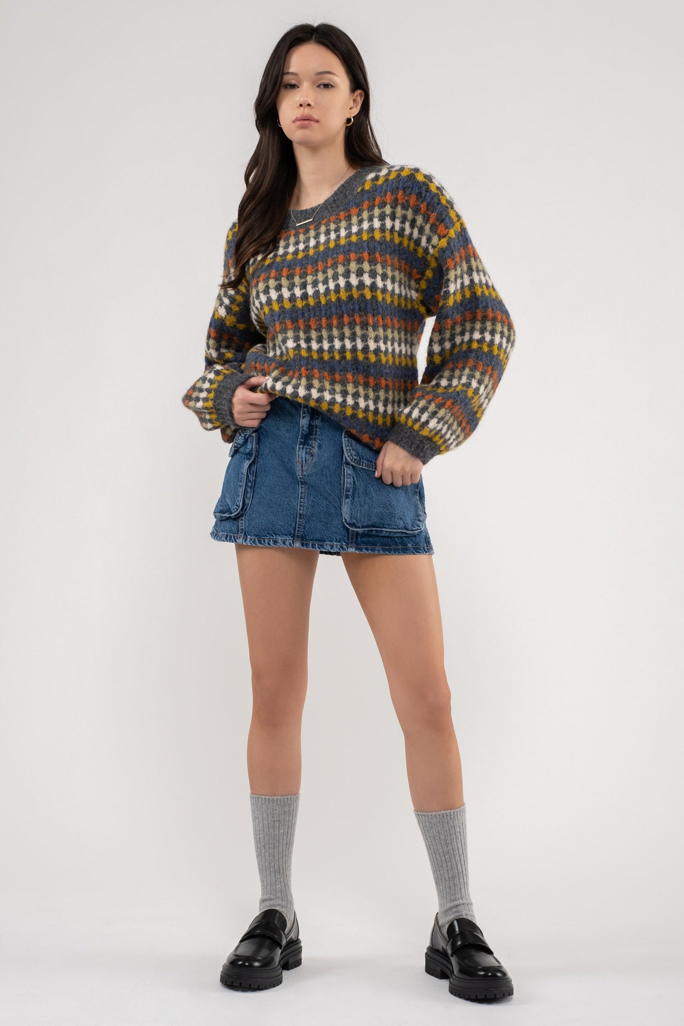 Multi-Color Crew Knit Sweater