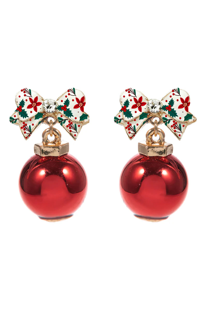 Christmas Bow Ornament Earrings