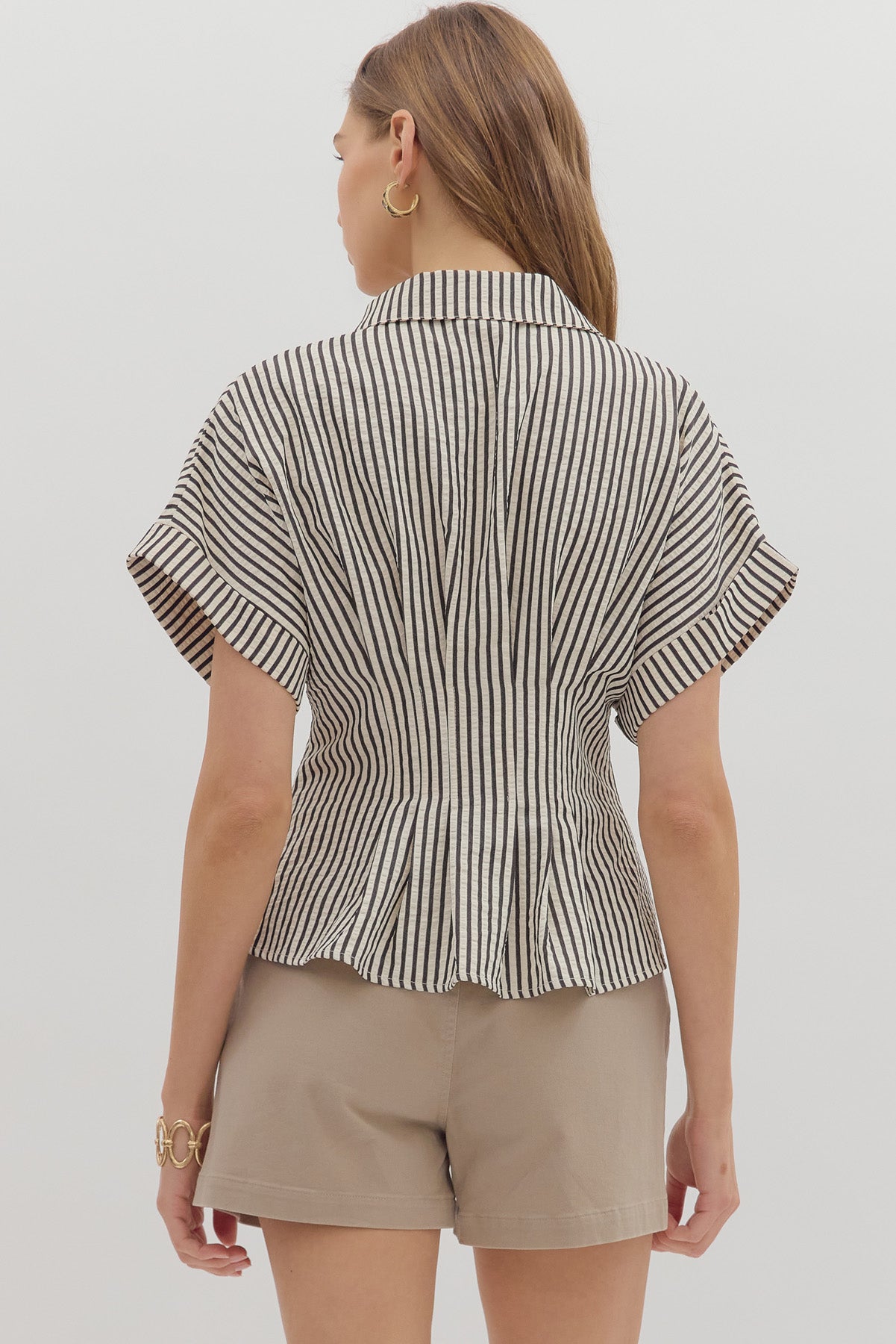 The Lilian Stripe Pleated Top
