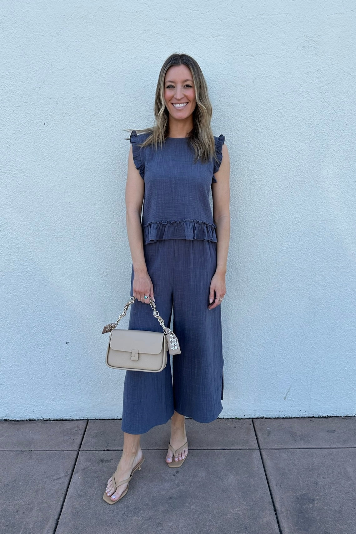 Cotton Gauze Ruffle Detail Top