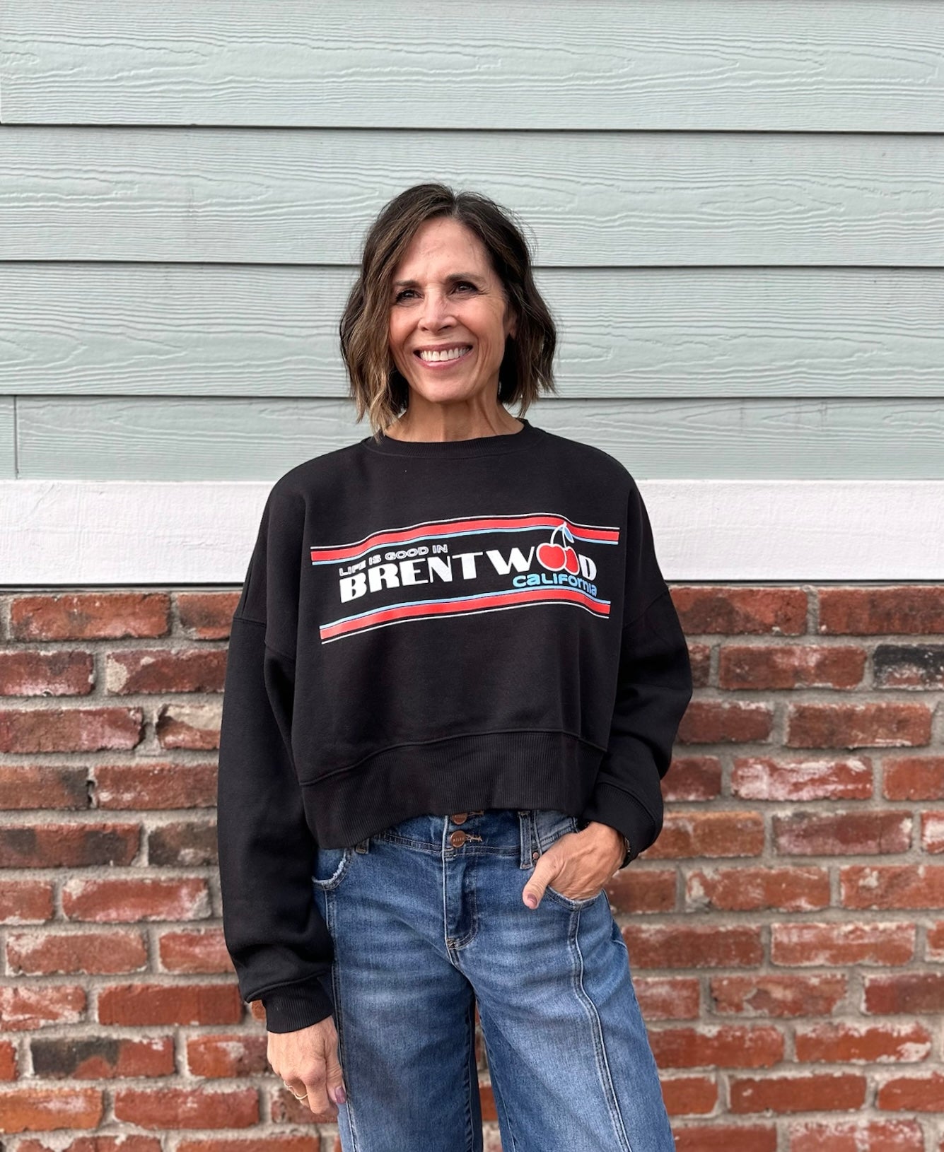 Life is Good in Brentwood Cropped Sweatshirt