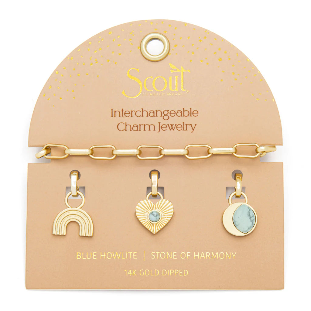 Charm Bracelet - Blue Howlite/Harmony/Gold