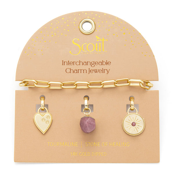Charm Bracelet -Tourmaline/Healing/Gold