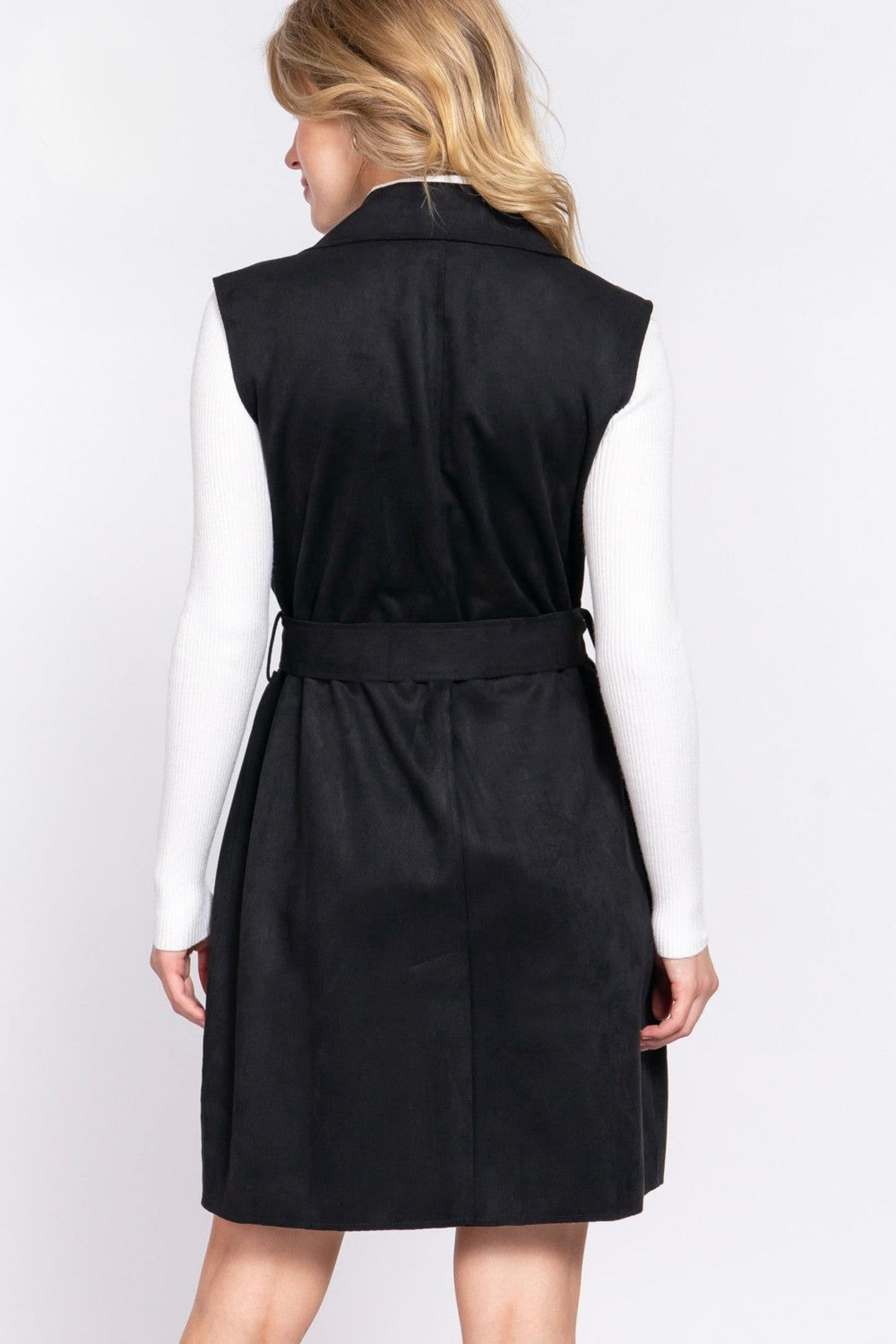 Long Belted Suede Vest