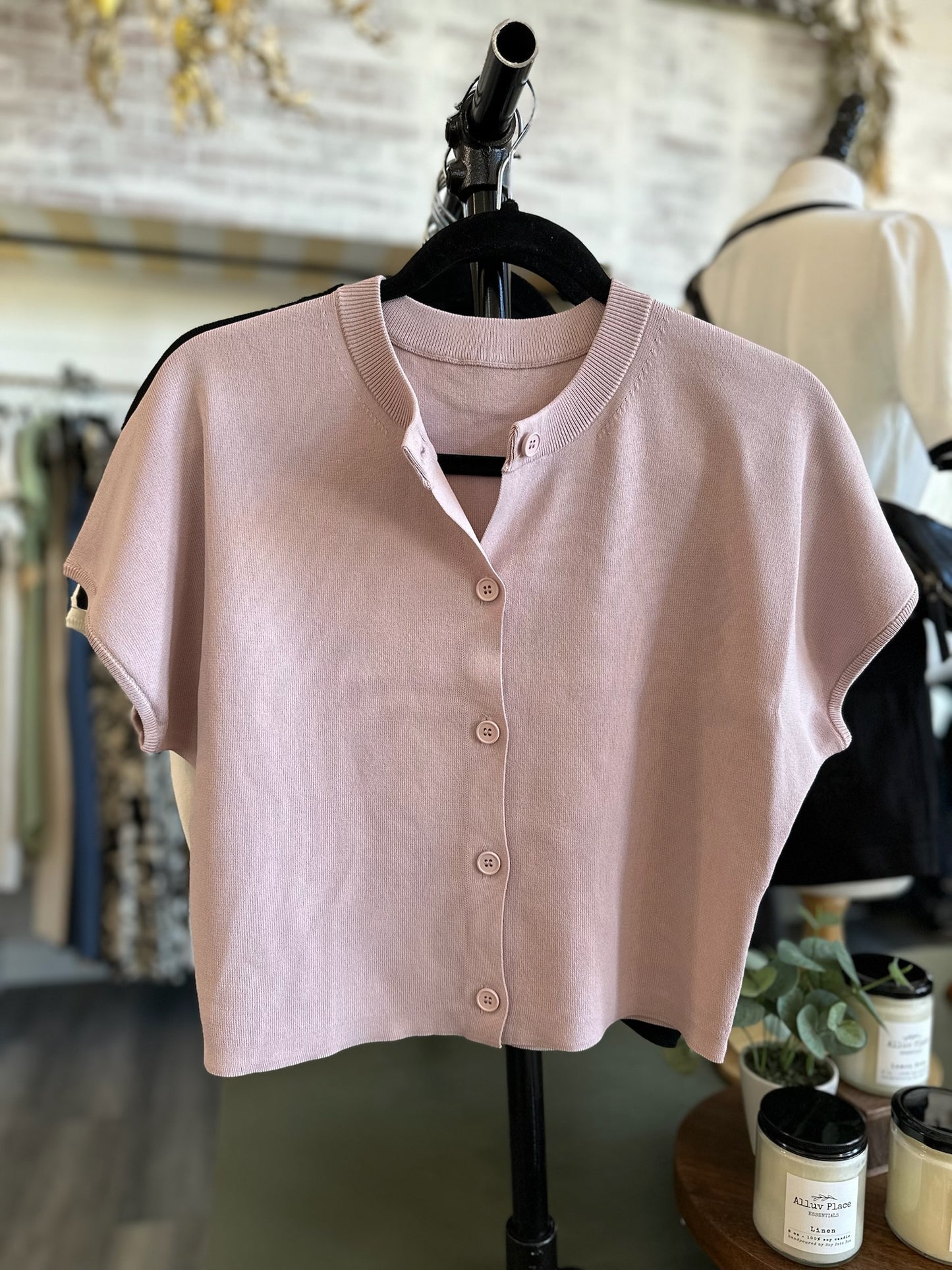 Button Down Lightweight Sweater Top